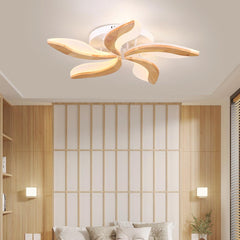 Wood Acrylic Flower Petal Flush Mount Ceiling light 5 Light Bedroom