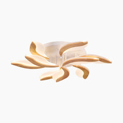 Wood Acrylic Flower Petal Flush Mount Ceiling light 9 Light