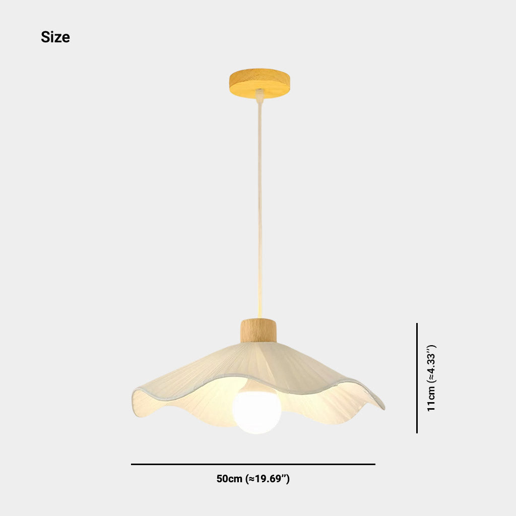 Wood Fabric Lotus Leaf Pendant Light Size