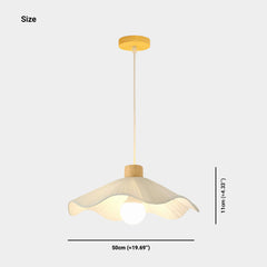 Wood Fabric Lotus Leaf Pendant Light Size