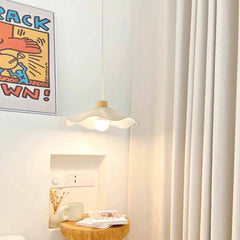 Wood Fabric Lotus Leaf Pendant Light Study Room 