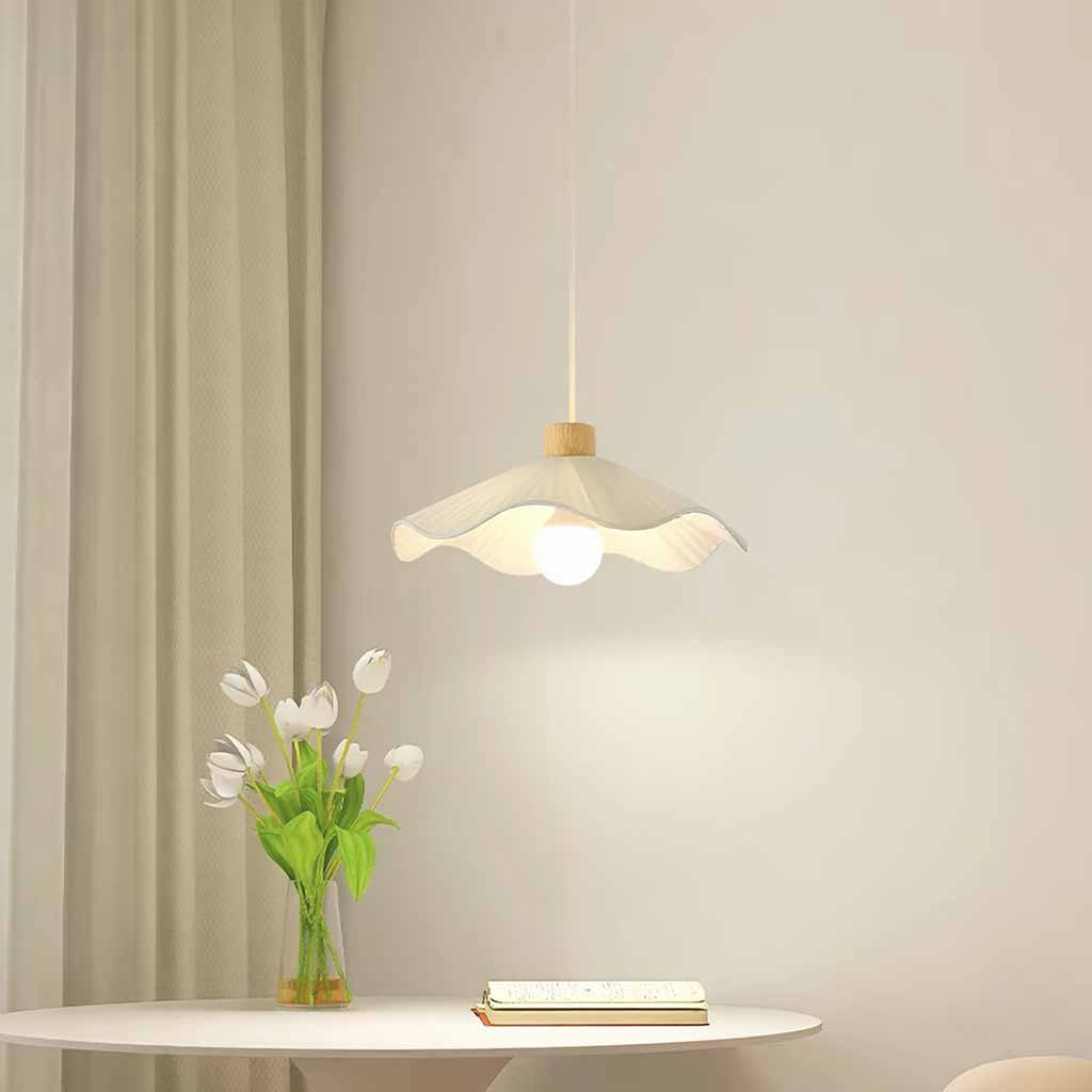 Wood Fabric Lotus Leaf Pendant Light Table