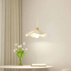 Wood Fabric Lotus Leaf Pendant Light Table