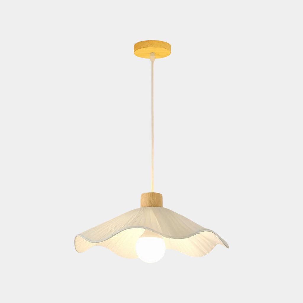 Wood Fabric Lotus Leaf Pendant Light