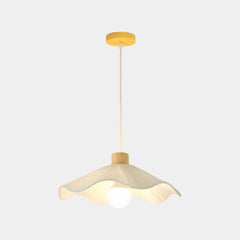 Wood Fabric Lotus Leaf Pendant Light