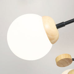 Wood Glass Ball Tree Branch Chandelier Ceiling Light Detail Bulb