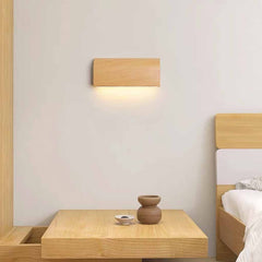 Rechteckige Wandleuchte mit Holzmaserung, minimalistische LED