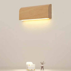 Rechteckige Wandleuchte mit Holzmaserung, minimalistische LED