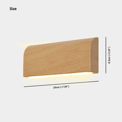 Rechteckige Wandleuchte mit Holzmaserung, minimalistische LED