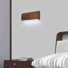 Rechteckige Wandleuchte mit Holzmaserung, minimalistische LED