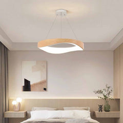 Lustre à anneau en grain de bois LED à intensité variable