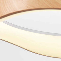 Lustre à anneau en grain de bois LED à intensité variable