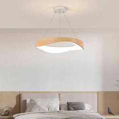 Lustre à anneau en grain de bois LED à intensité variable