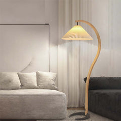 Wooden Pleated Shade Floor Lamp Living Room
