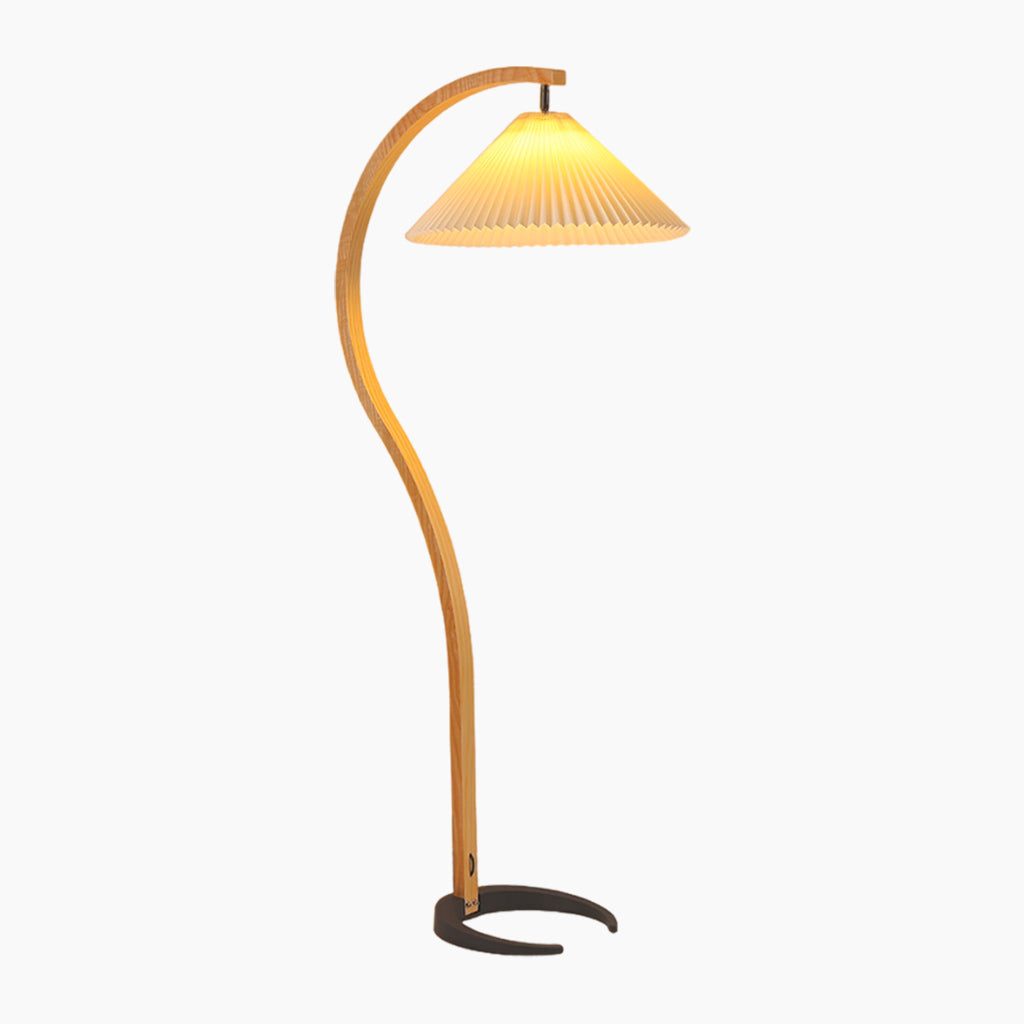Wooden Pleated Shade Floor Lamp Main