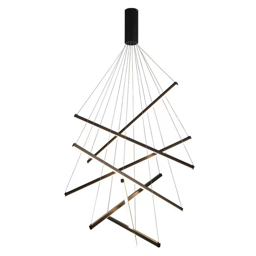 Chandelier Cross LED Light Bar High Ceiling for Lobby & Stair, Black / White