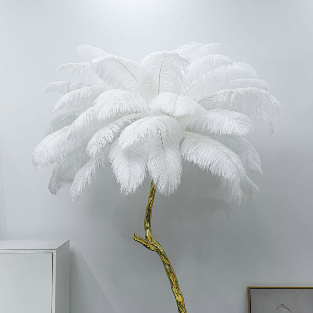 Ostrich Feather Copper Brass Tree Floor Lamp Luxury 70