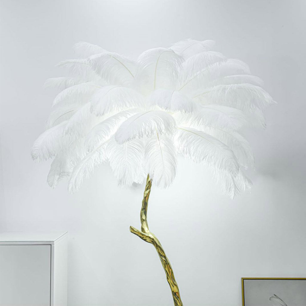Luxury Ostrich Feather Palm Tree Floor Lamp Shade