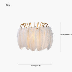 Wall Sconce Unique Ostrich Feather Wire Frame, White