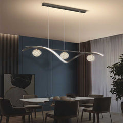 wave linear led chandelier black room