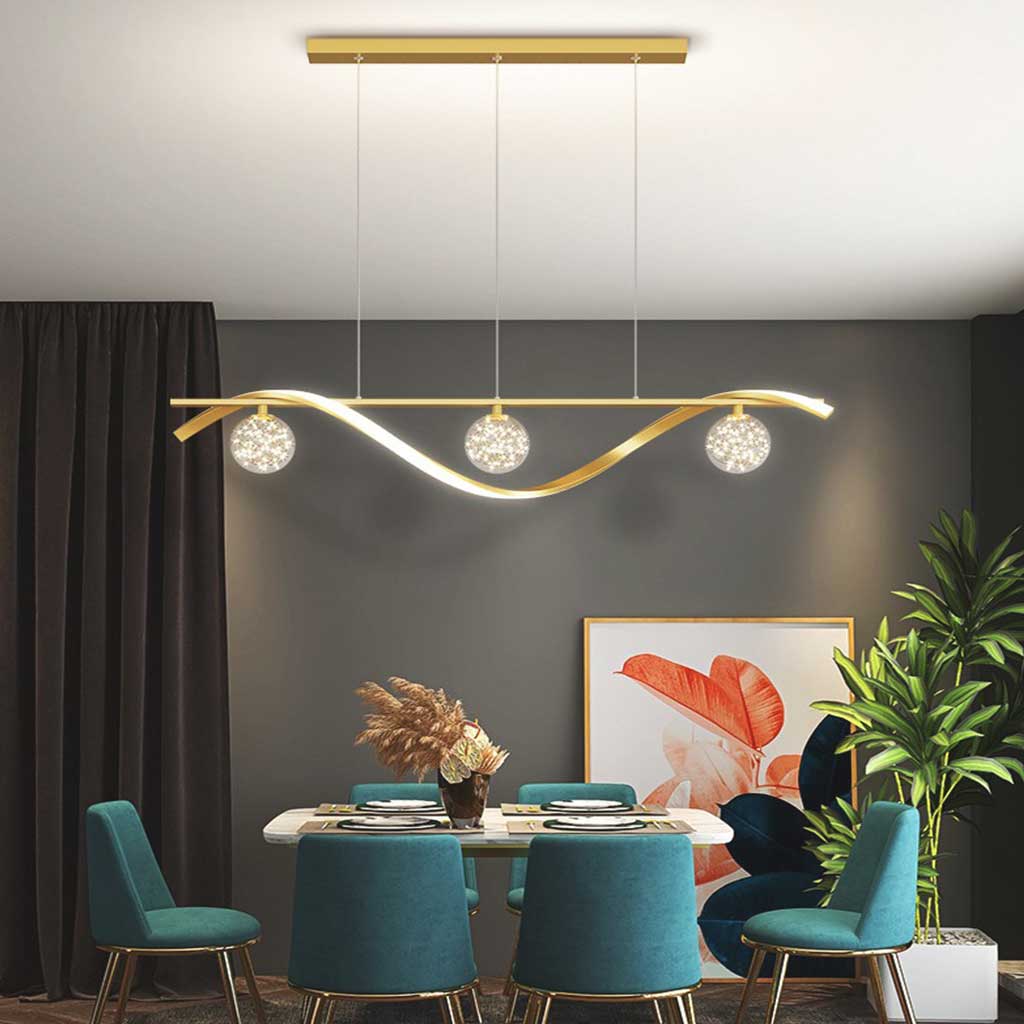 wave linear led chandelier gold dining room