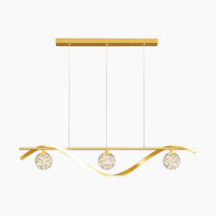 wave linear led chandelier gold