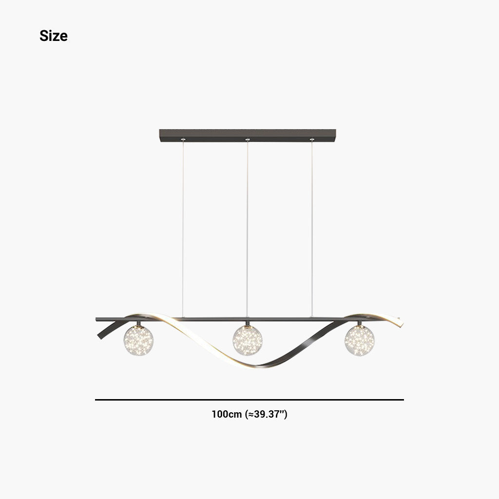 wave linear led chandelier size
