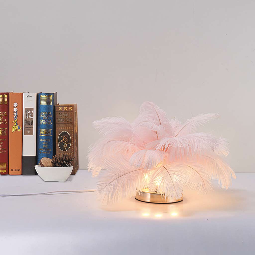 Cute Ostrich Feather Table Lamp Pink