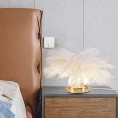 Cute Ostrich Feather Table Lamp White