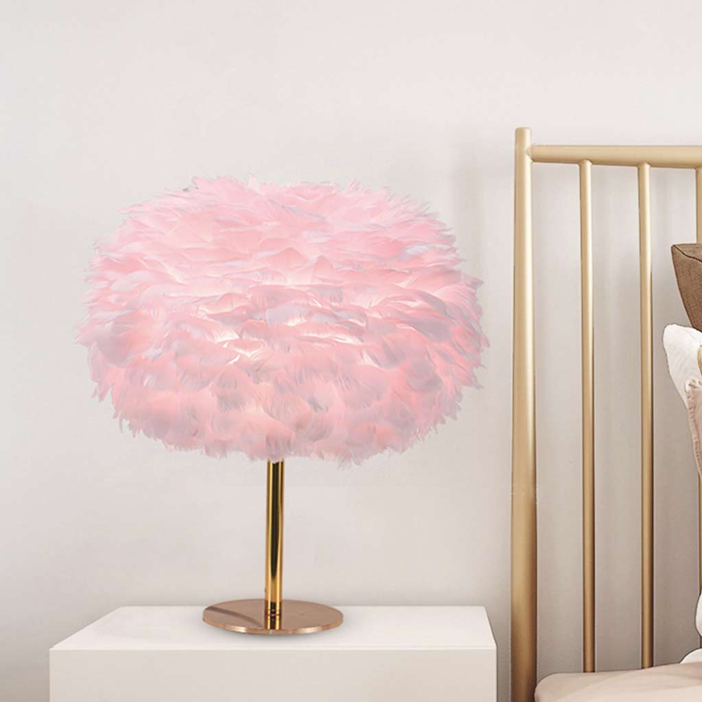 Pink fluffy cheap table lamp