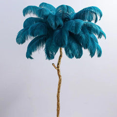 Ostrich Feather Floor Lamp Blue