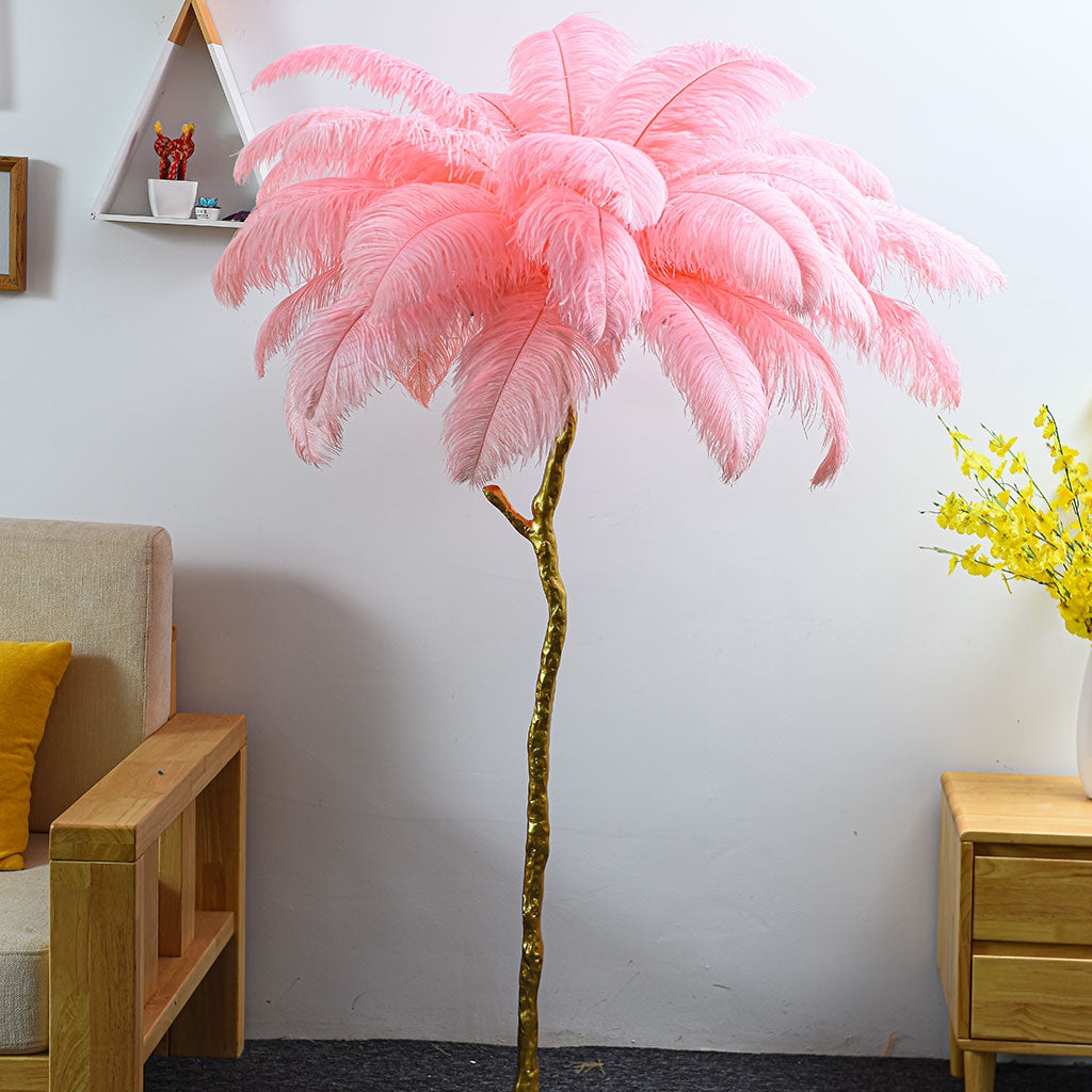 Ostrich Feather Floor Lamp Luxury 16 Colors Resin Cameo Brown Dia 75cmx H 120cm D 29.53 x H47.24