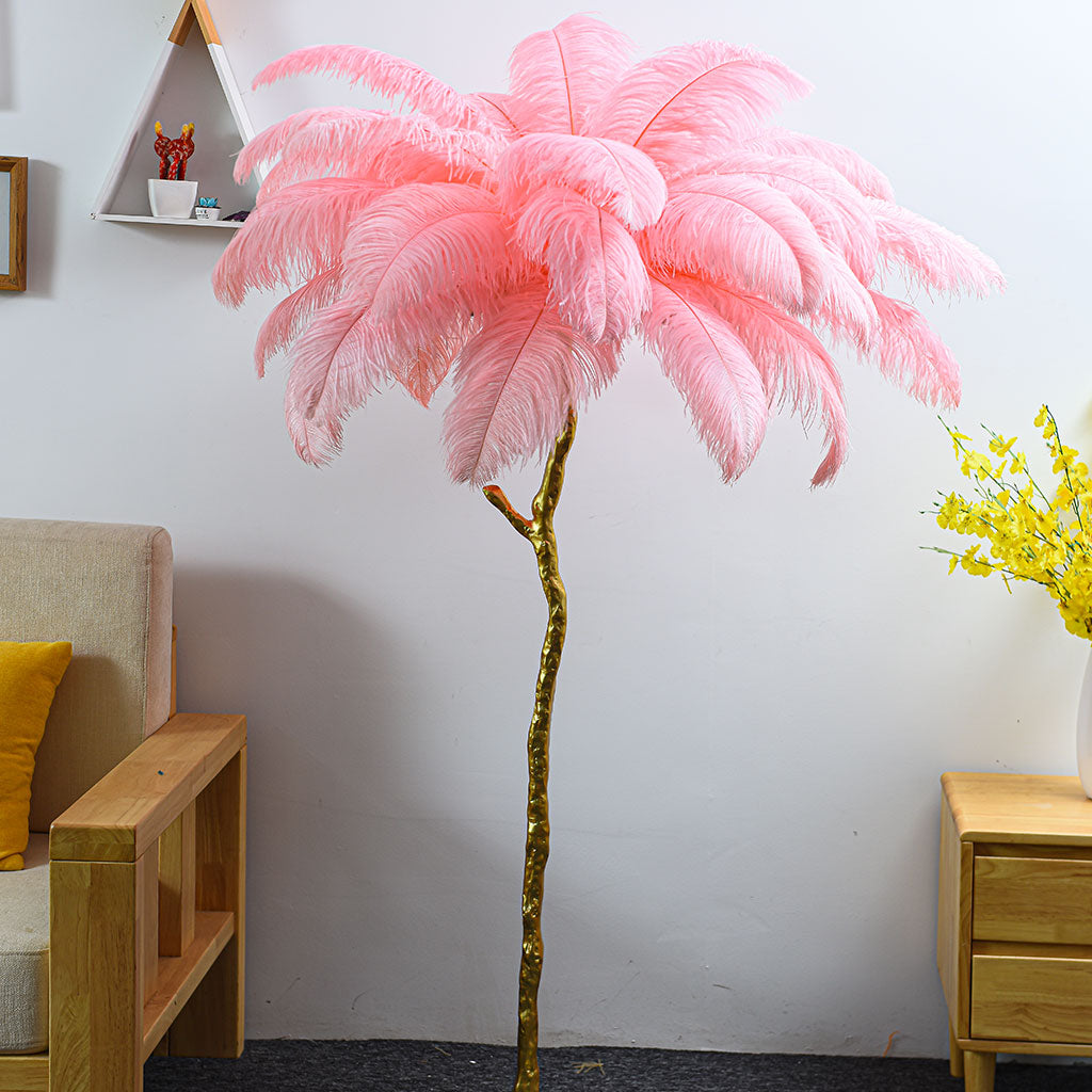 Ostrich Feather Floor Lamp Pink