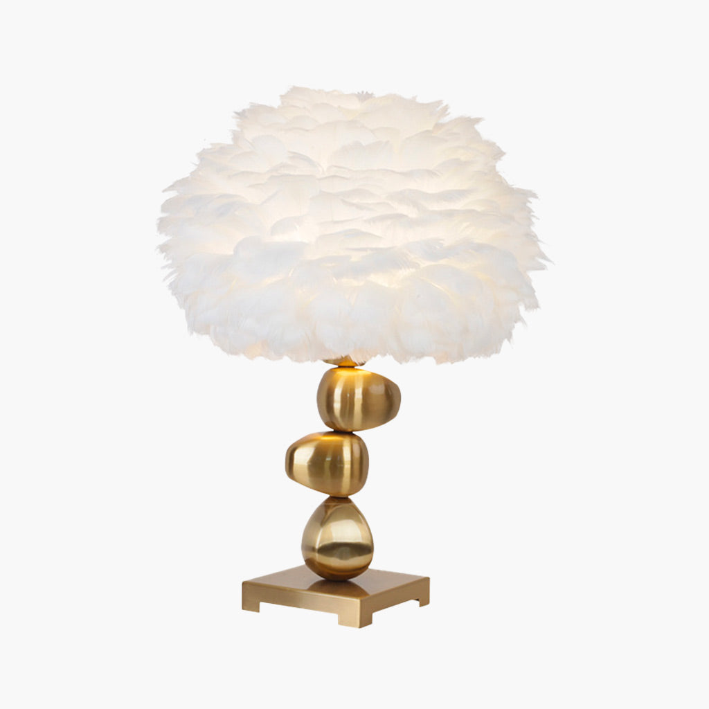 Unique Metal Pebble Feather Table Lamp Main