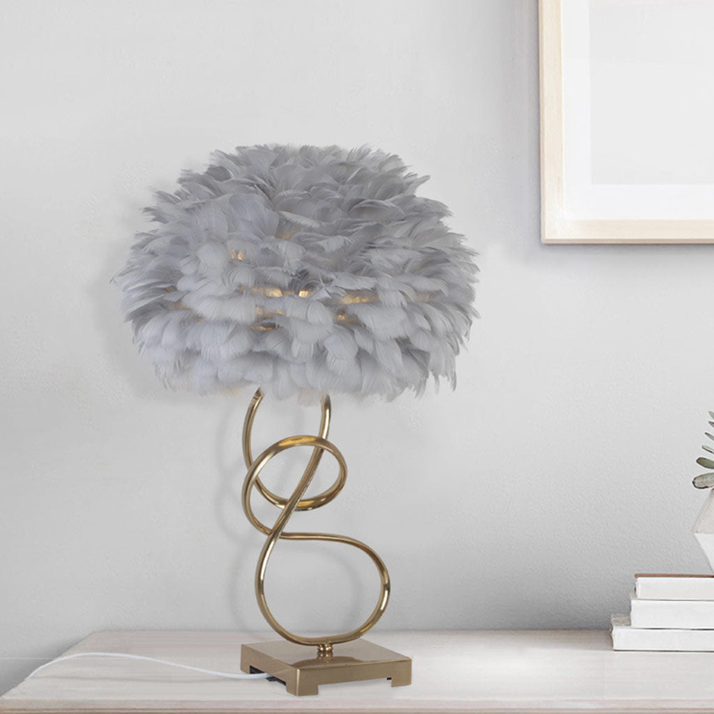 Nordic Spiral Feather Table Lamp Grey