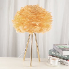 Nordic Tripod Feather Table Lamp Apricot