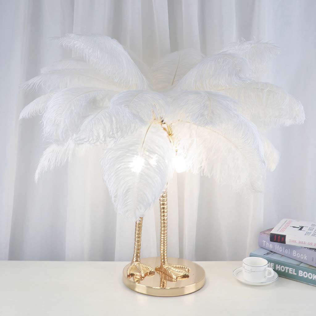 stylish ostrich feather bird feet table lamp study