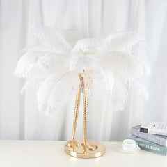 stylish ostrich feather bird feet table lamp off