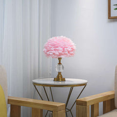 Romantic Crystal Feather Table Lamp Living Room