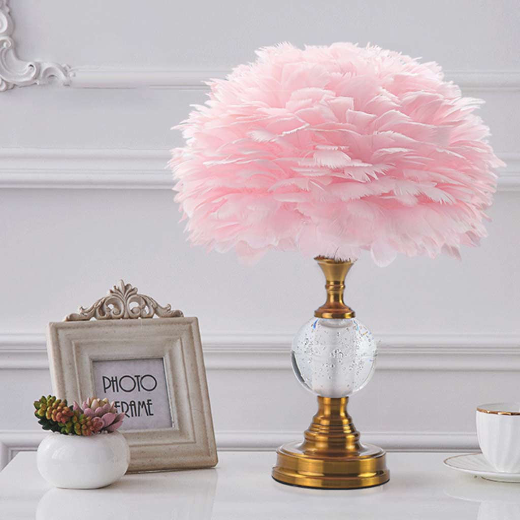 Romantic Crystal Feather Table Lamp Pink