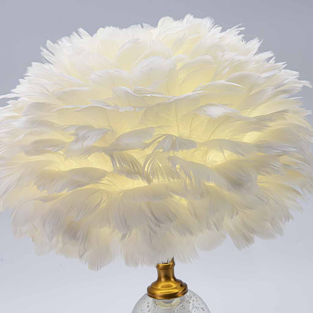 Romantic Crystal Feather Table Lamp Shade