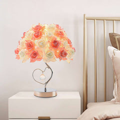 Artistic Rose Floral Crystal Heart Table Lamp Bedroom
