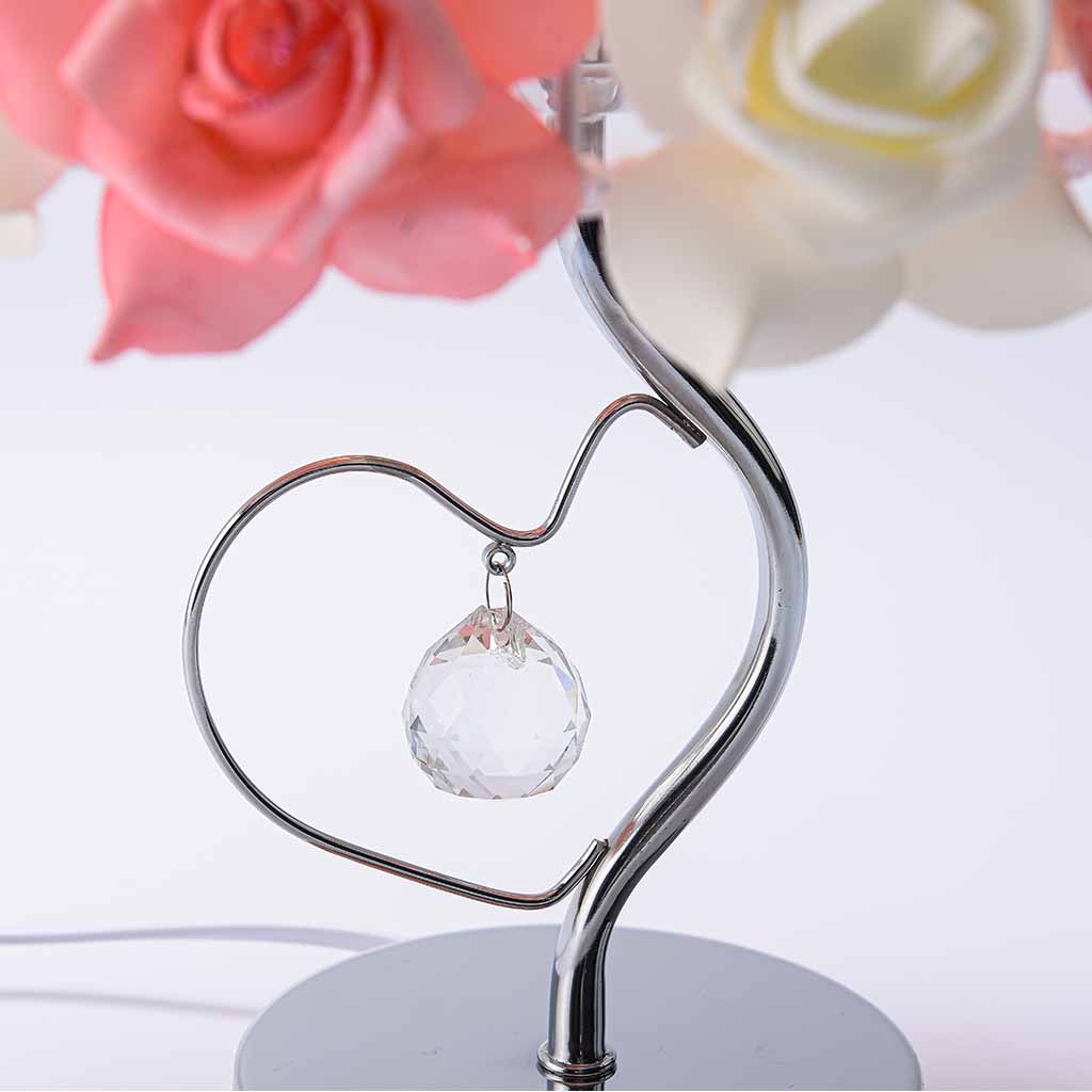Heart Lamp Artistic Rose Floral Crystal Heart Table Lamp | VAXLAMP