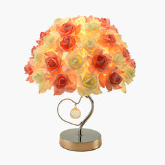 Artistic Rose Floral Crystal Heart Table Lamp Grey Background