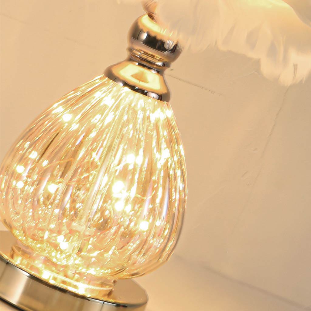 Cute Teardrop Glass Feather Table Lamp Glass