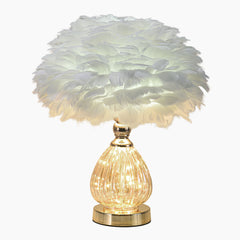 Cute Teardrop Glass Feather Table Lamp Main