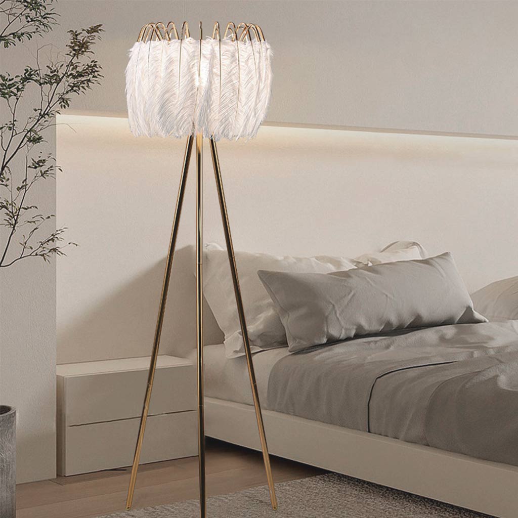 tripod ostrich feather floor lamp ffl003 bedroom