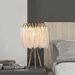 Nordic Tripod Wire Feather Table Lamp Bedroom