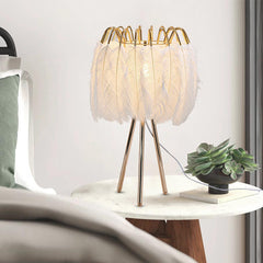 Nordic Tripod Wire Feather Table Lamp Bedside